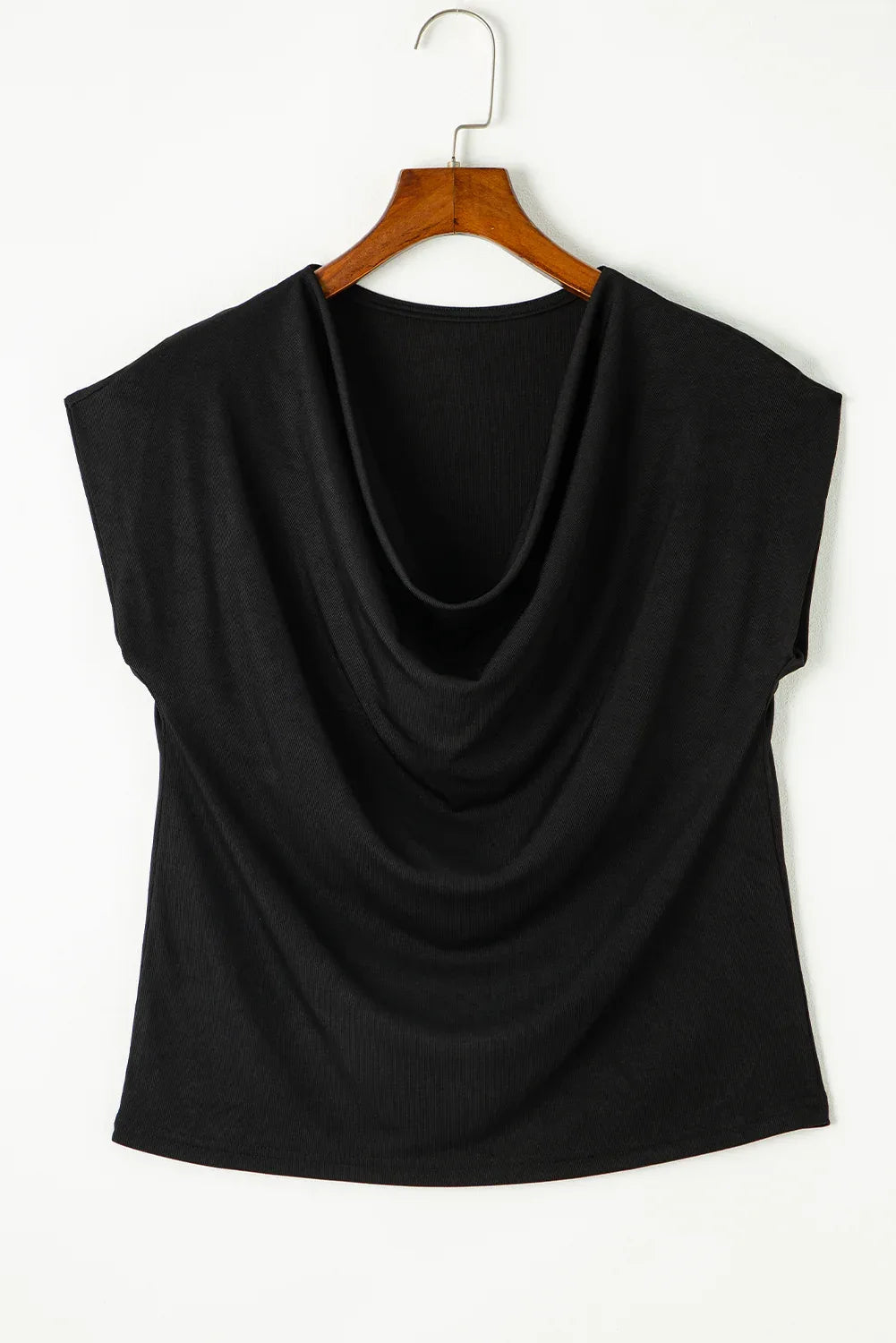 Black Cowl Neck Bat Sleeve T Shirt - Windgat