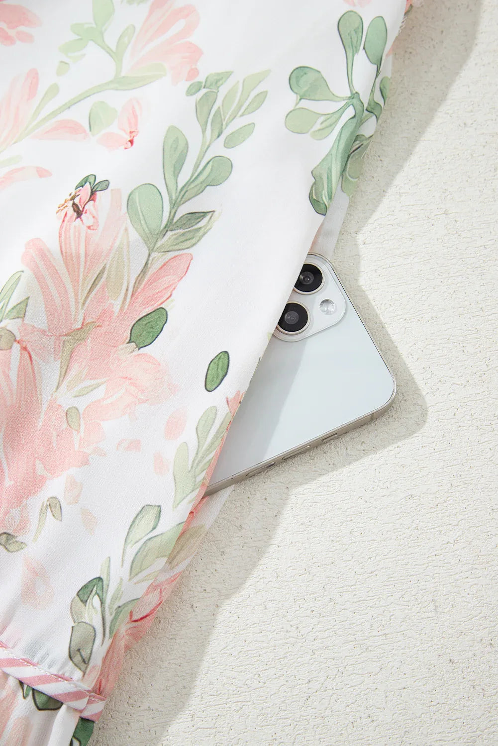 Pink Plus Size Floral Print Striped Detail Short Summer Dress - Windgat