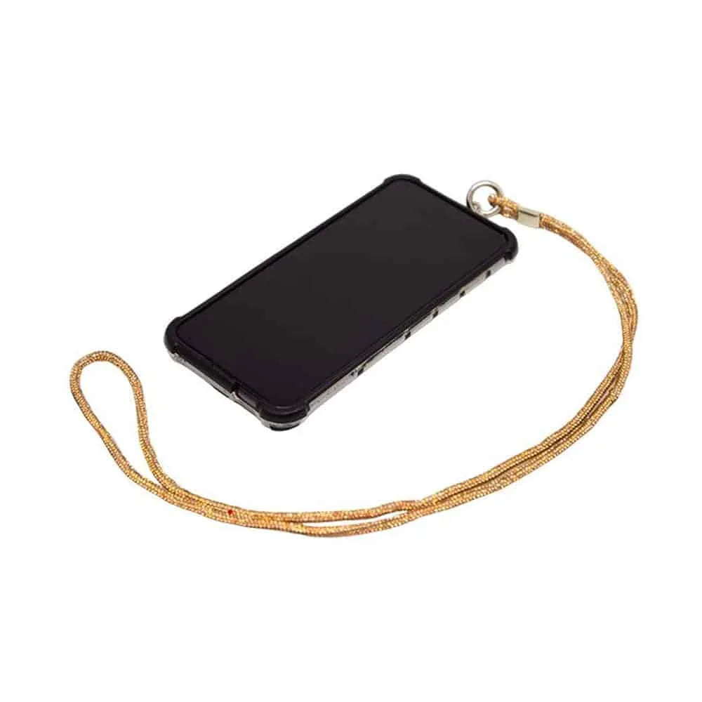 Universal Cell Phone Diamond Lanyard Silver 1x Neck Strap 1x Wrist Strap - Windgat