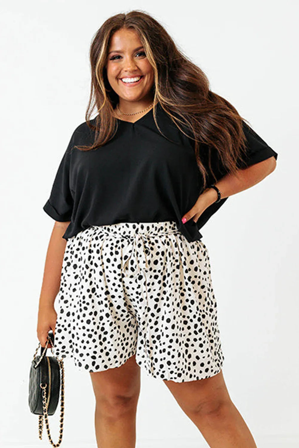 Green Seamed Back High Low Hem V Neck Cuffed Sleeve Plus Size Tee - Windgat