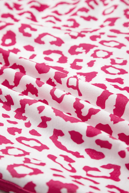 Blue Leopard Elastic Waistband Lace up Contrast Trim Casual Shorts - Windgat