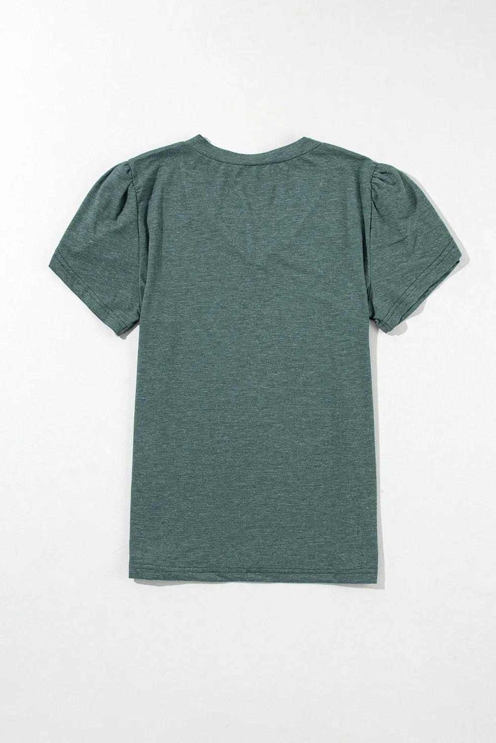 Mist Green Fashion Petal Sleeve V Neck T Shirt - Windgat