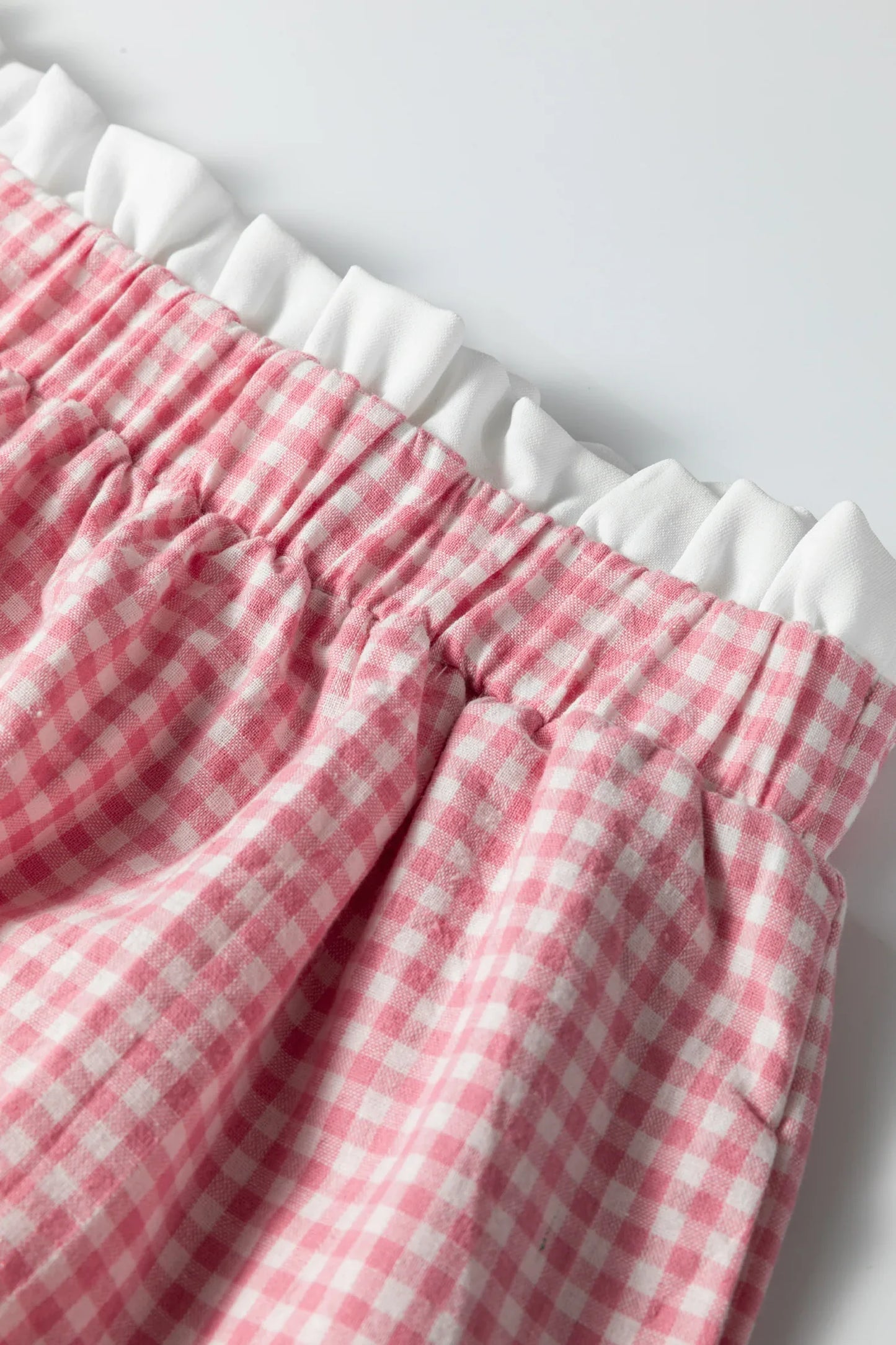 Red Contrast Trim Plaid Print Plus Size Shorts - Windgat