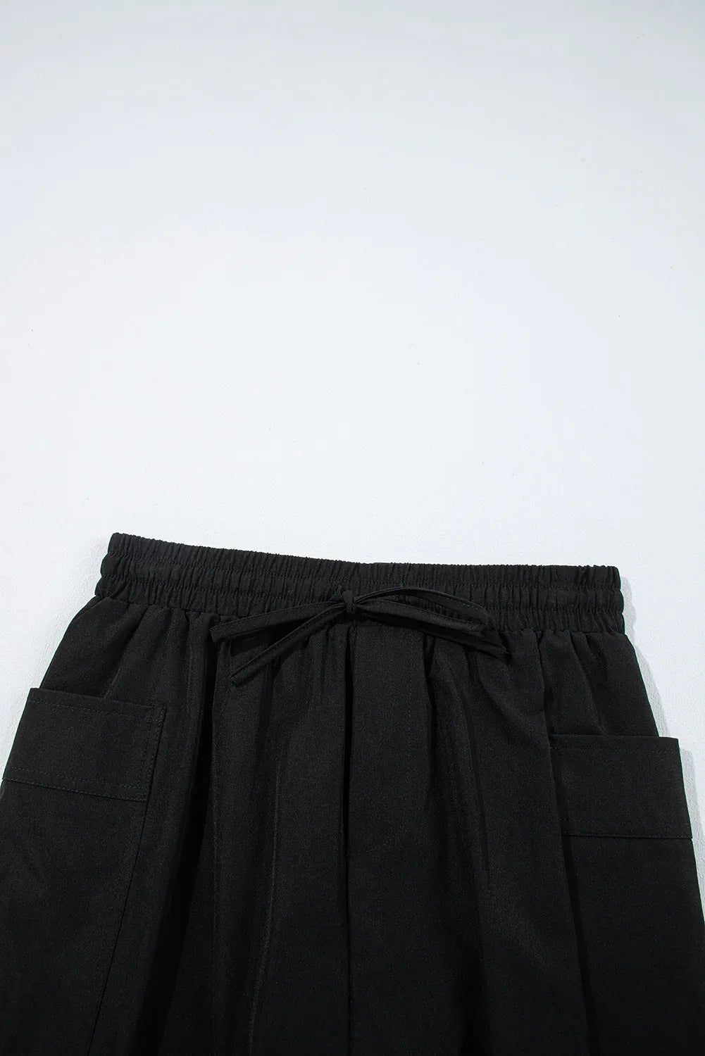 Black Cargo Pocket Elastic Waistband Active Casual Skort - Windgat