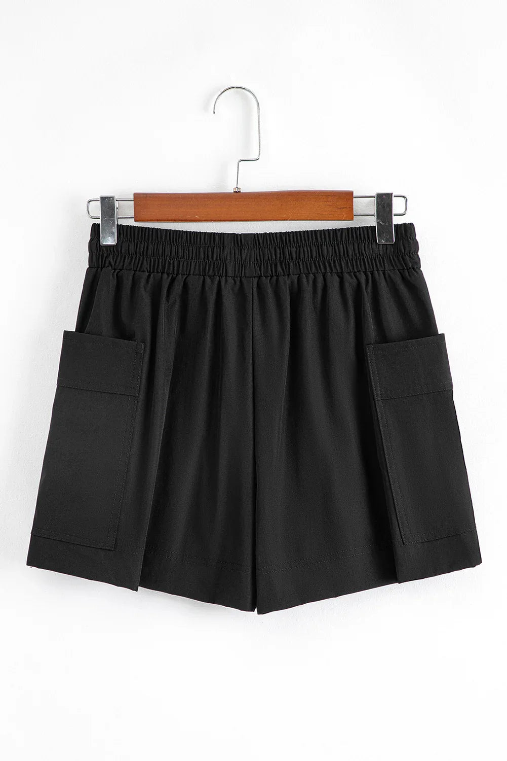Black Cargo Pocket Elastic Waistband Active Casual Skort - Windgat