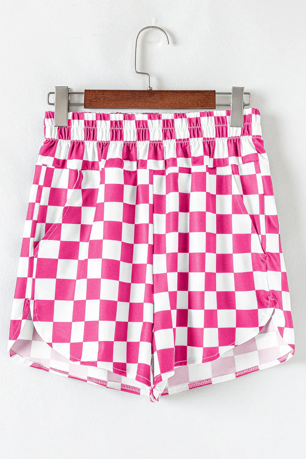 Rose Checkered Print High Waist Casual Shorts - Windgat