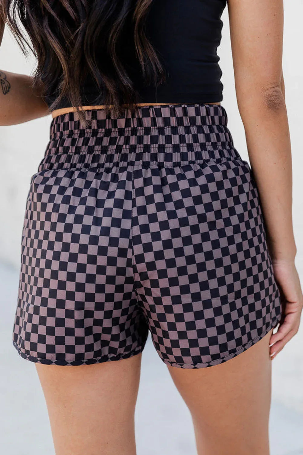 Pink Plaid High Waisted Athletic Shorts - Windgat