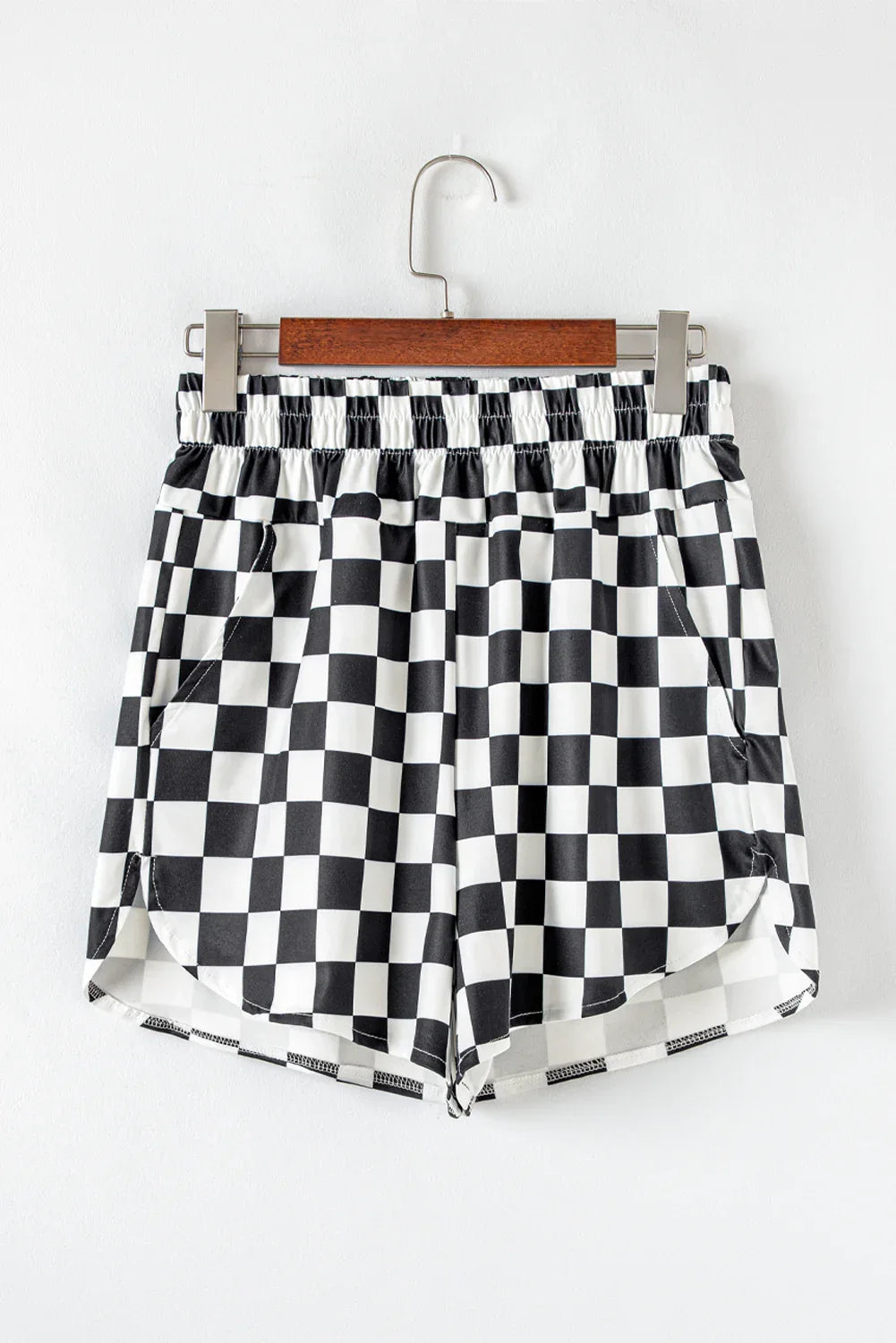 Rose Checkered Print High Waist Casual Shorts - Windgat