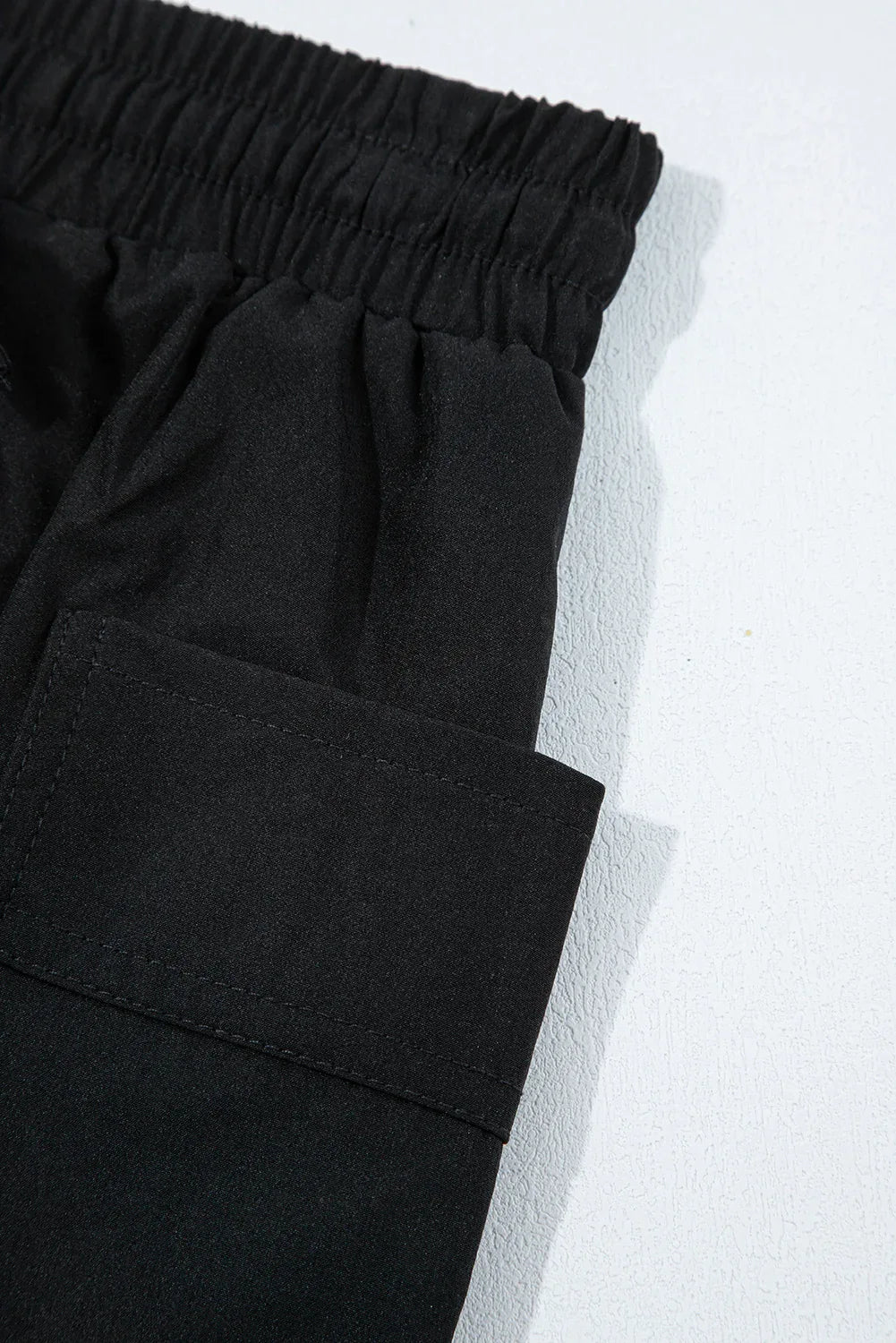 Black Cargo Pocket Elastic Waistband Active Casual Skort - Windgat