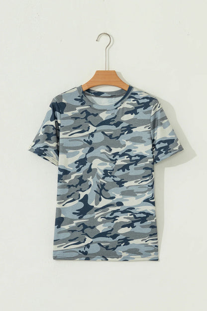 Green Camouflage Print Crew Neck T Shirt - Windgat
