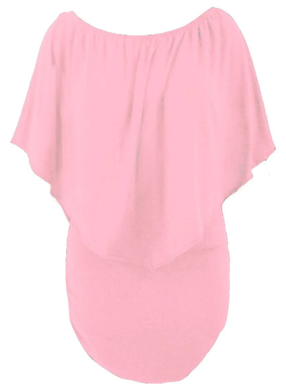 Plus size Dressing Layered Pink Mini Poncho Dress - Windgat
