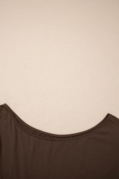 Gossamer Pink Plus Size Solid Color Asymmetric Neck Short Sleeve Blouse - Windgat