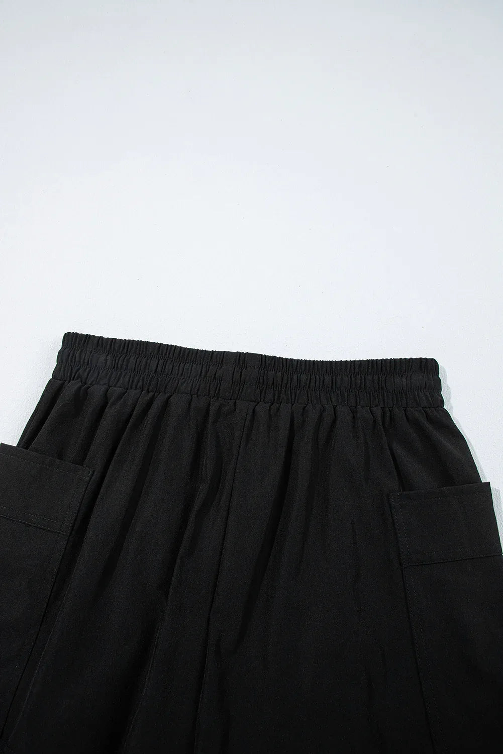 Black Cargo Pocket Elastic Waistband Active Casual Skort - Windgat
