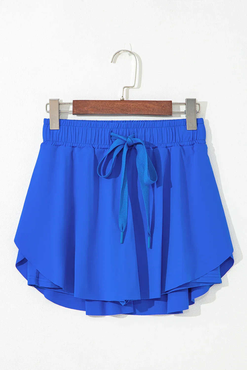 Sky Blue Drawstring Elastic Waistband Lined Tennis Skorts - Windgat