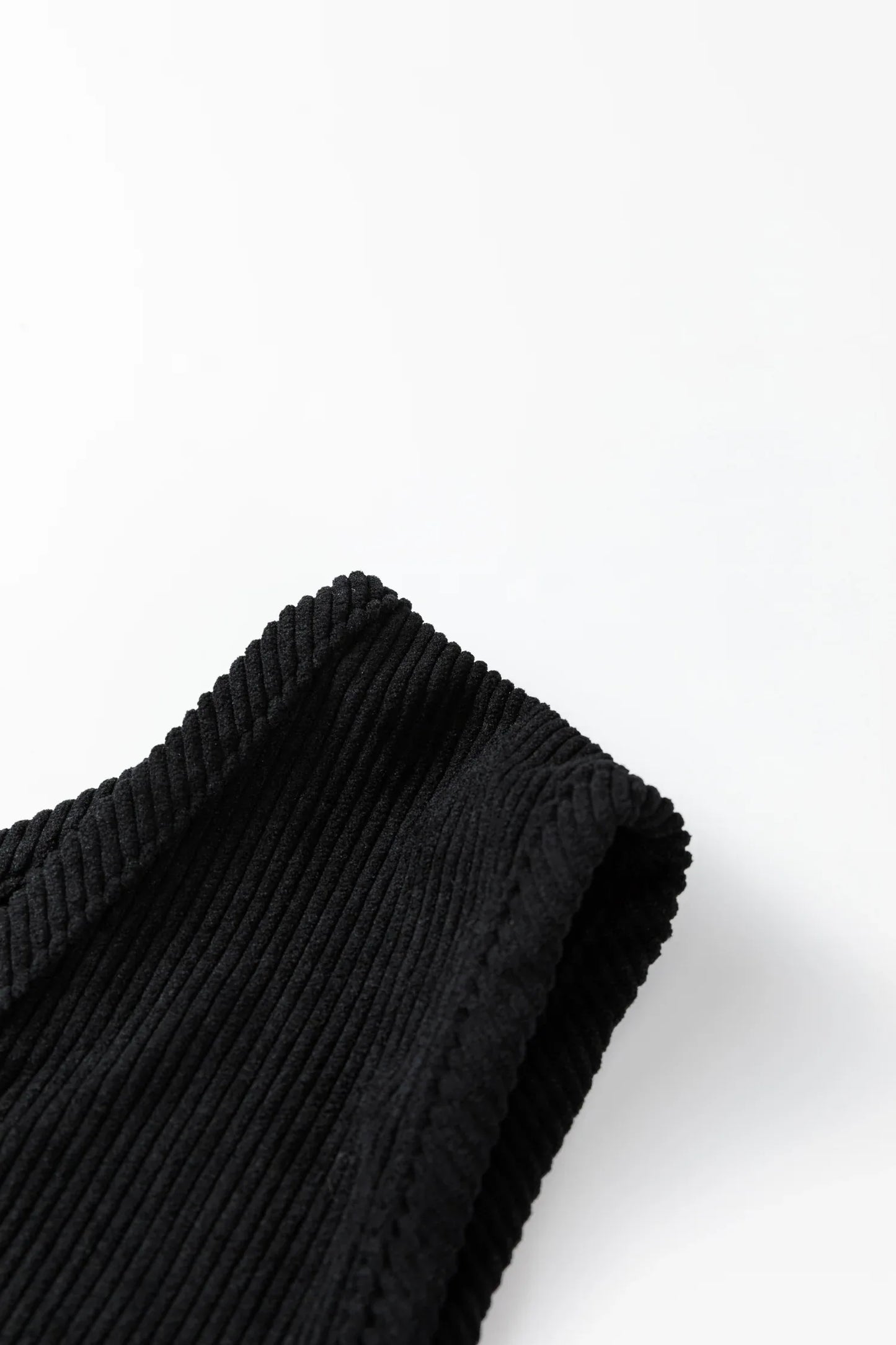 Black Plus Size Corduroy Patch Pocket Sleeveless Mini Dress - Windgat