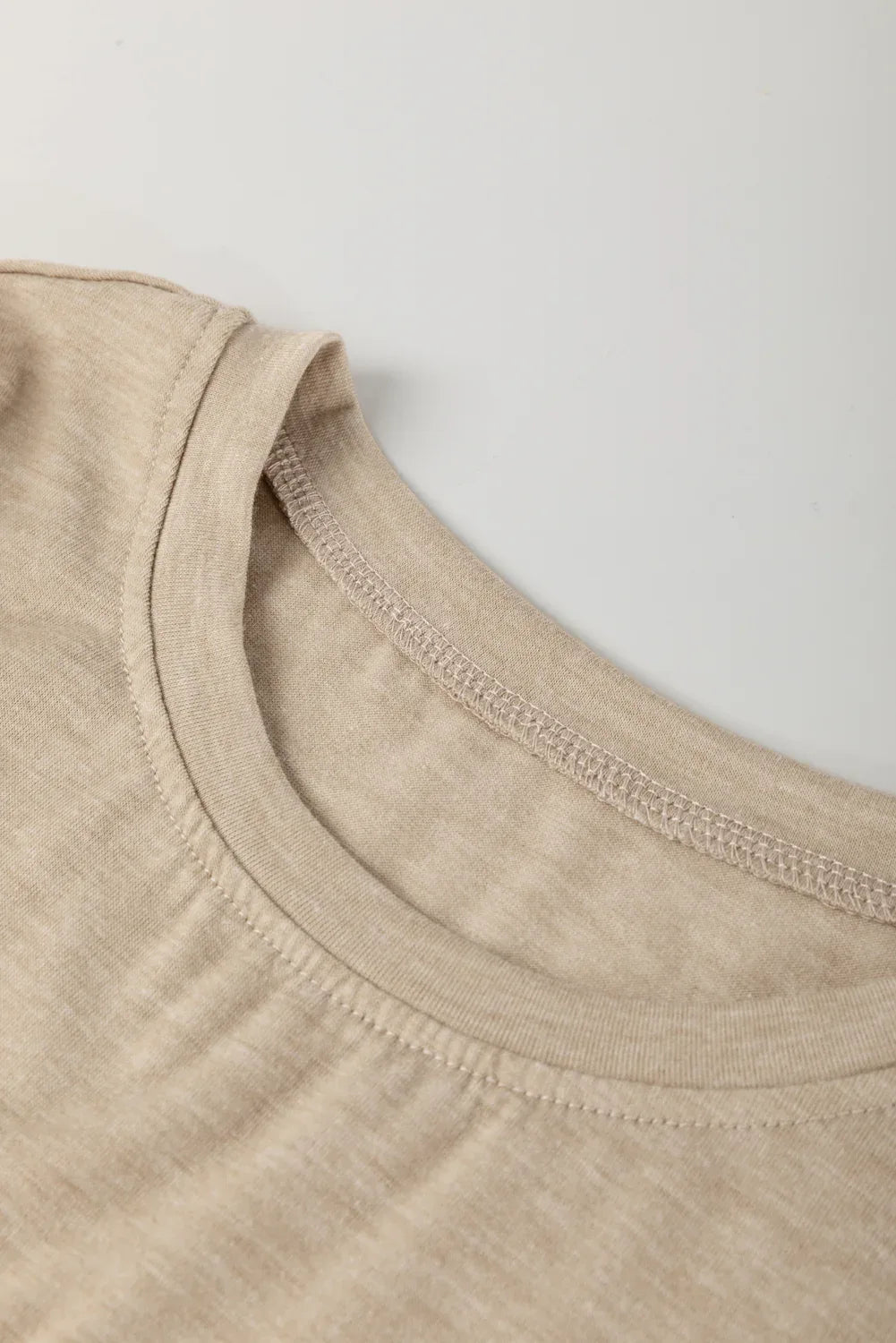 Parchment Solid Color Ruched Puff Sleeve T Shirt - Windgat