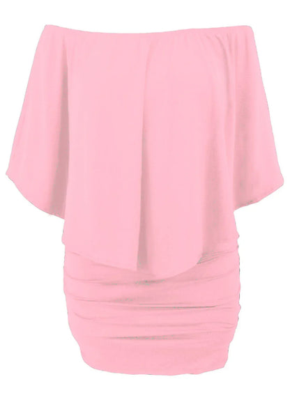 Plus size Dressing Layered Pink Mini Poncho Dress - Windgat