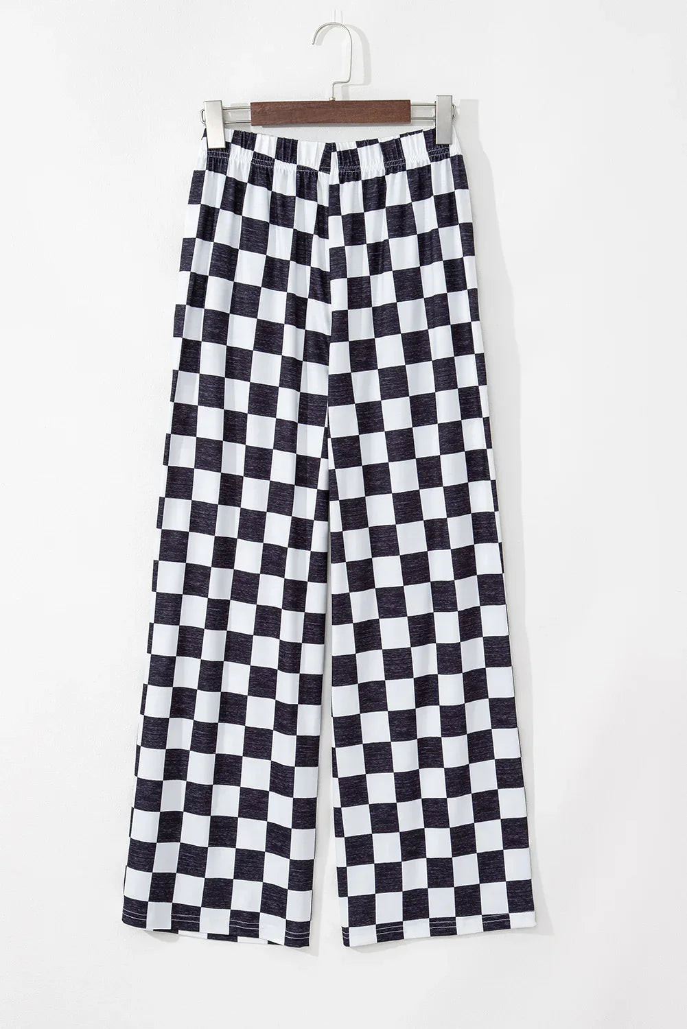 Green 2-Tone Checked Print High Waist Wide Leg Pants - Windgat