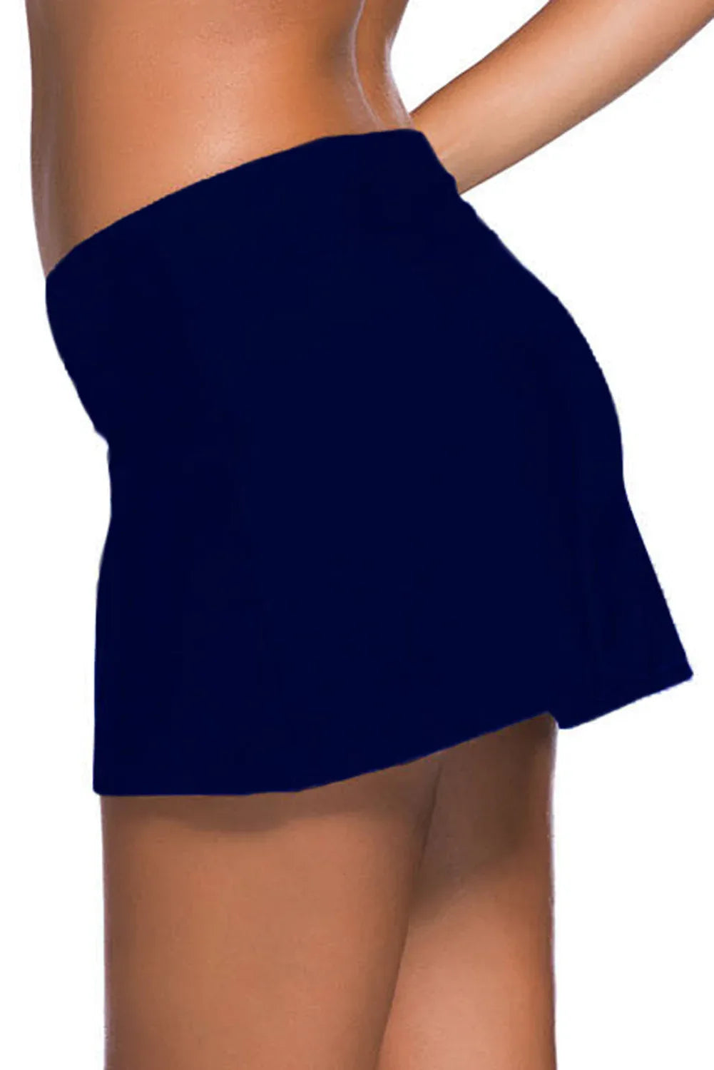 Plus Size Navy Blue Skirted Swim Bikini Bottom - Windgat