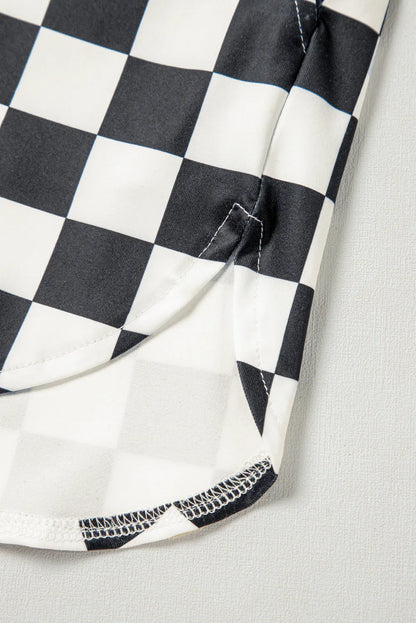 Rose Checkered Print High Waist Casual Shorts - Windgat