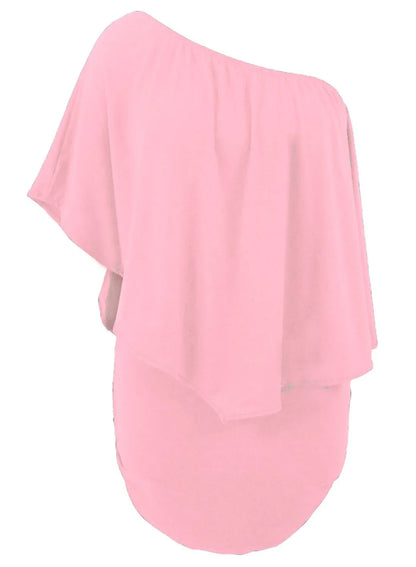 Plus size Dressing Layered Pink Mini Poncho Dress - Windgat