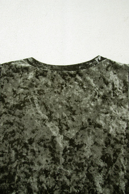 Coffee Plus Size Velvet Babydoll Mini Dress with Puff Sleeve - Windgat