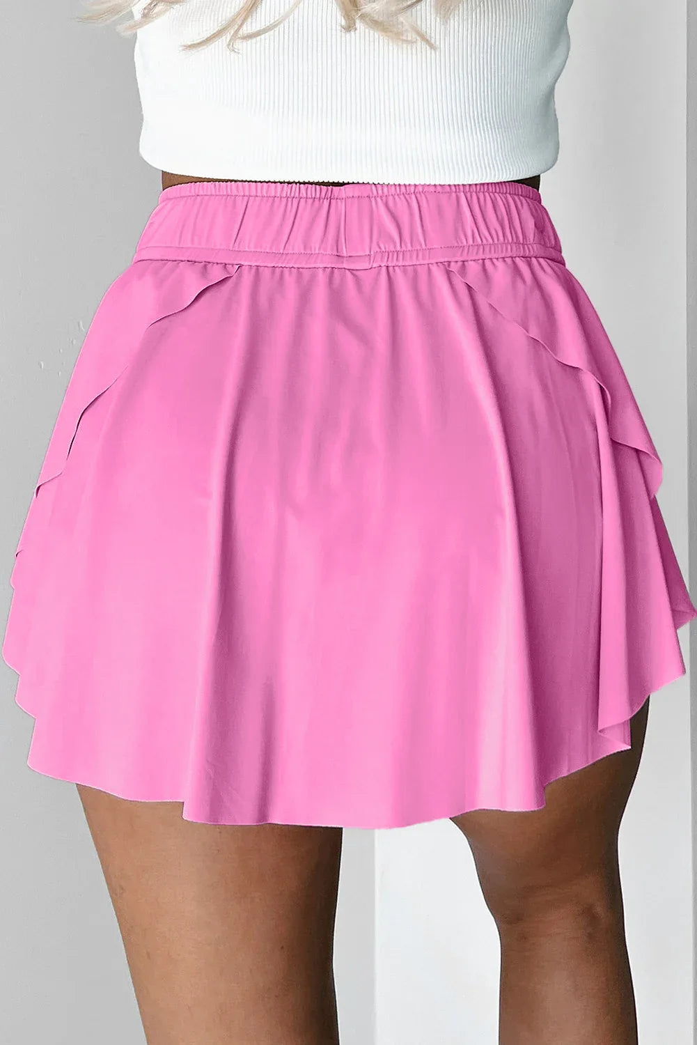 Sky Blue Drawstring Elastic Waistband Lined Tennis Skorts - Windgat