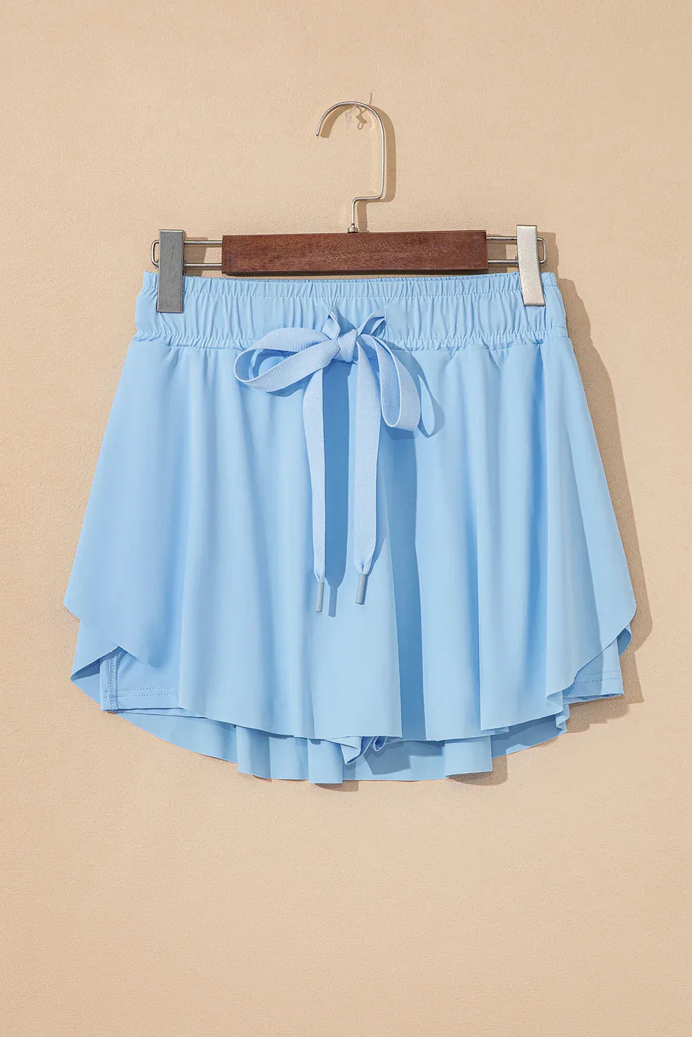 Sky Blue Drawstring Elastic Waistband Lined Tennis Skorts - Windgat