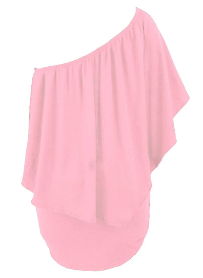 Plus size Dressing Layered Pink Mini Poncho Dress - Windgat