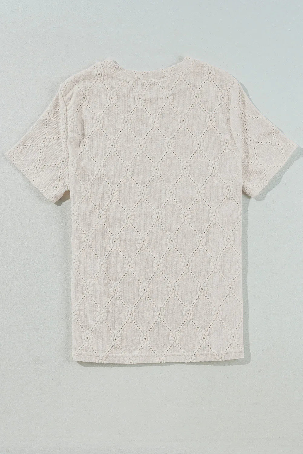 White Geometric Embroidered Slim Fit O Neck T Shirt - Windgat