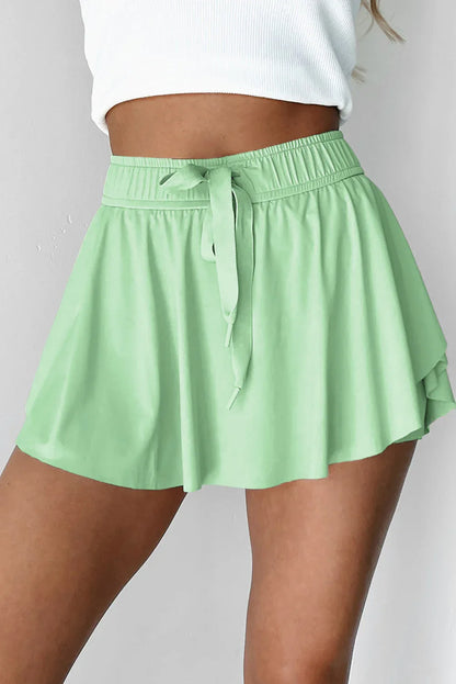 Sky Blue Drawstring Elastic Waistband Lined Tennis Skorts - Windgat
