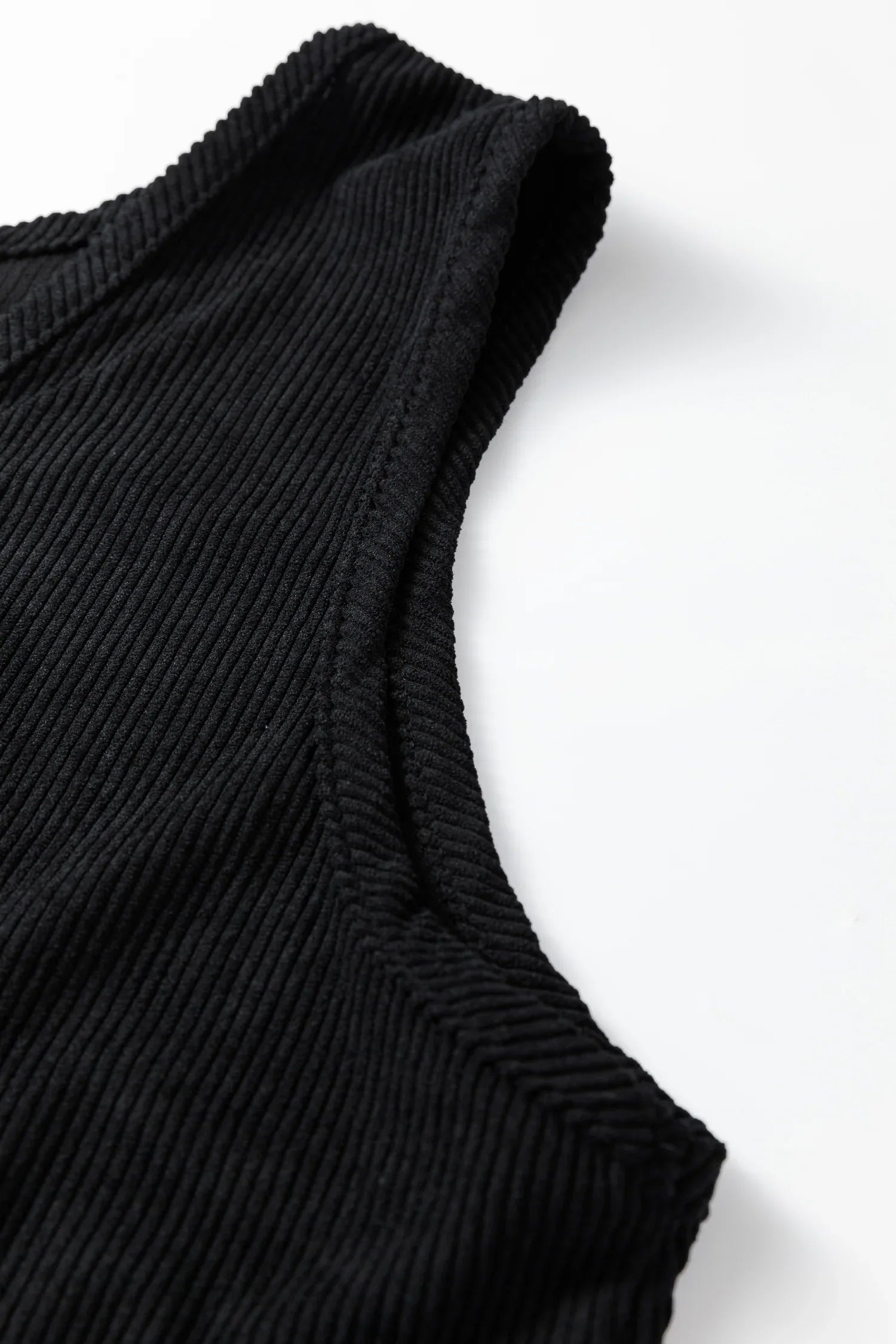 Black Plus Size Corduroy Patch Pocket Sleeveless Mini Dress - Windgat