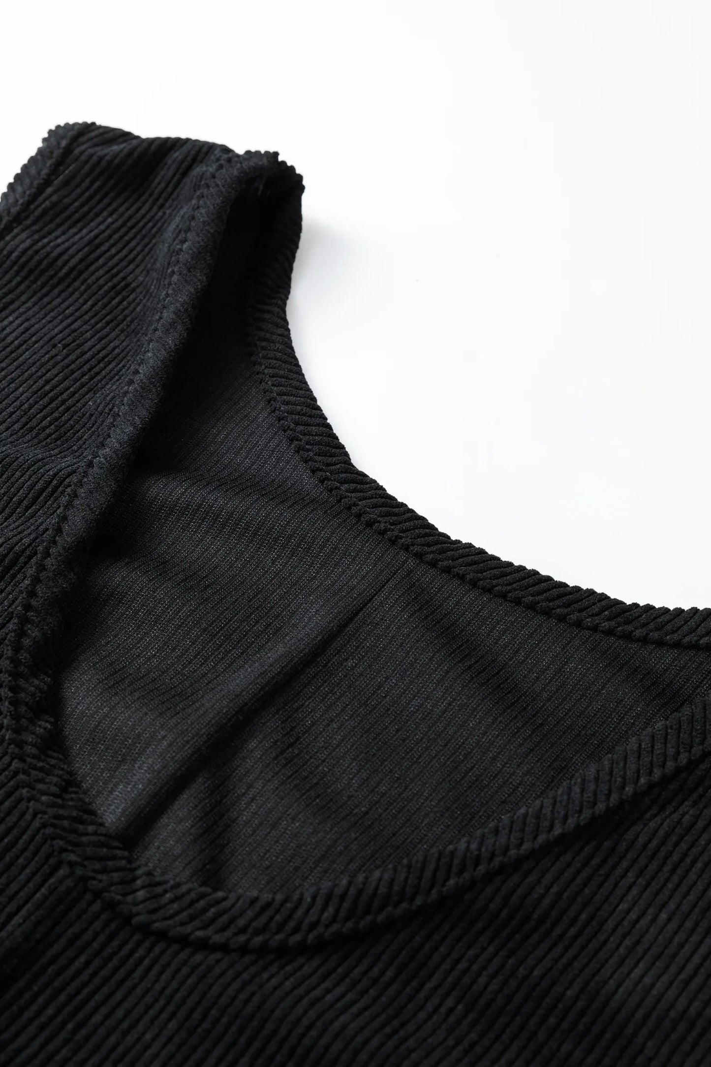 Black Plus Size Corduroy Patch Pocket Sleeveless Mini Dress - Windgat