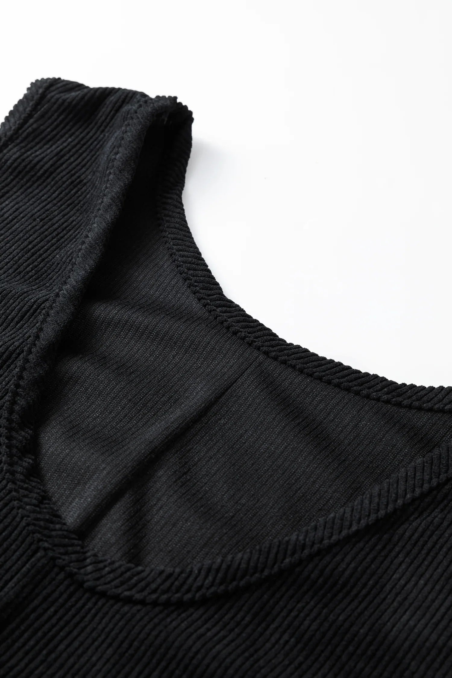 Black Plus Size Corduroy Patch Pocket Sleeveless Mini Dress - Windgat