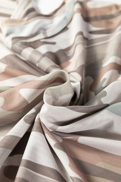 Green Plus Size Western Camo Print Mesh Long Sleeve Top - Windgat