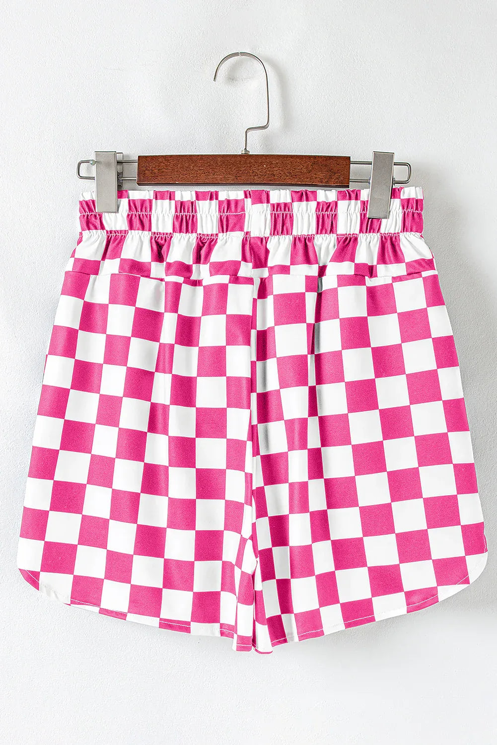 Rose Checkered Print High Waist Casual Shorts - Windgat