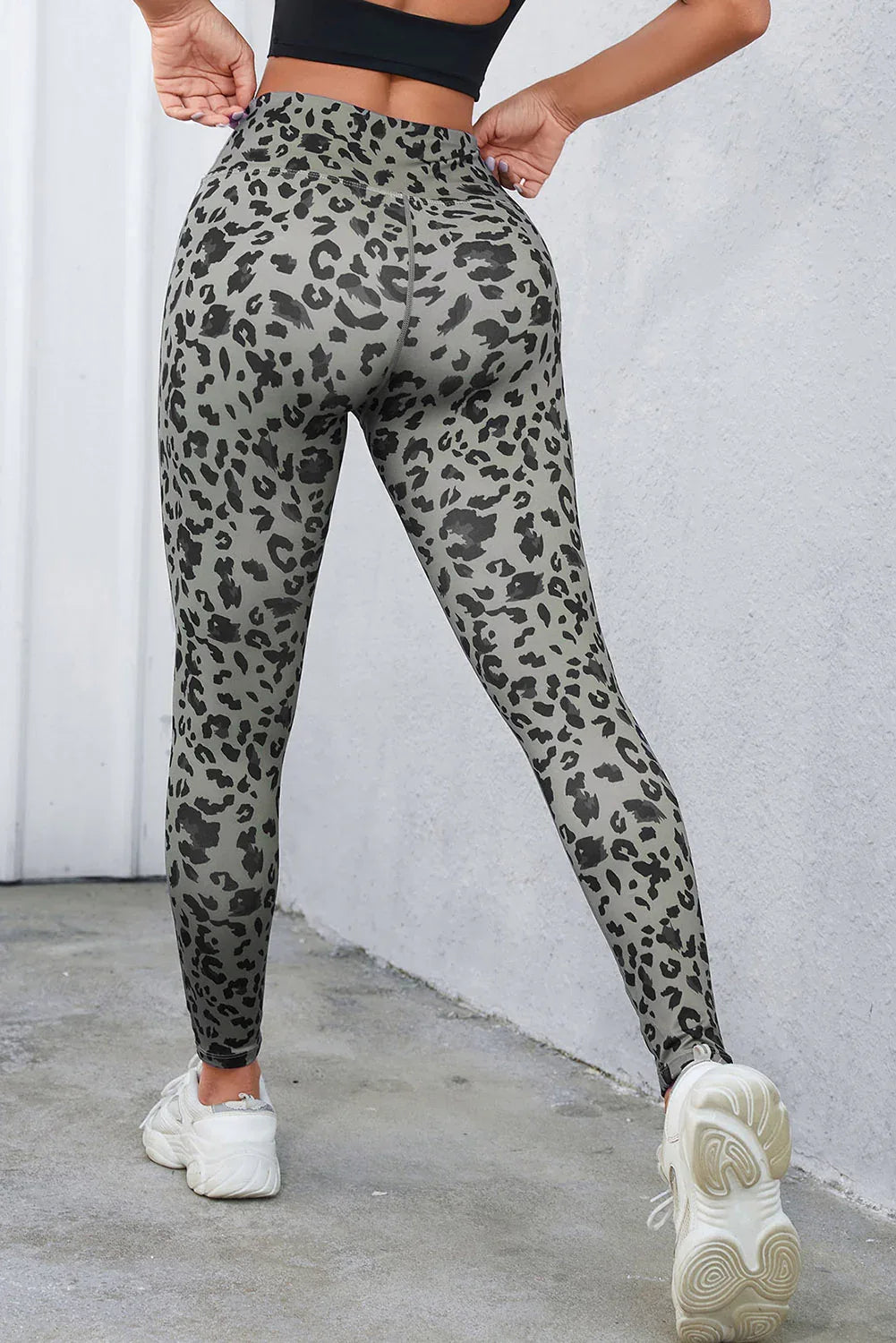 Gray Classic Leopard Print Active Leggings - Windgat