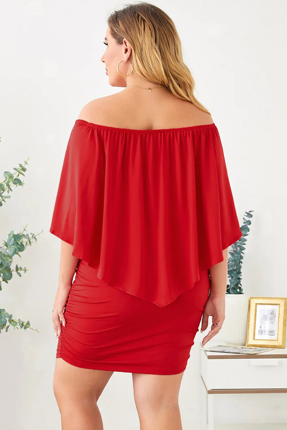 Plus size Dressing Layered Pink Mini Poncho Dress - Windgat