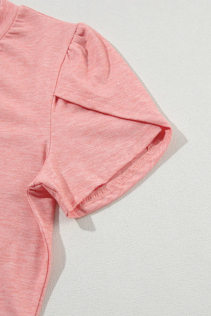 Mist Green Fashion Petal Sleeve V Neck T Shirt - Windgat