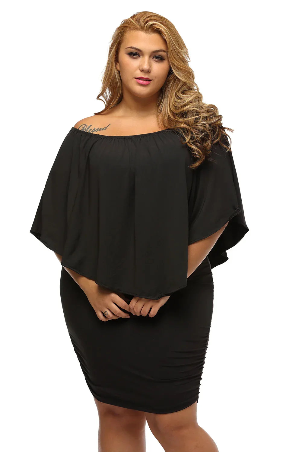 Plus size Dressing Layered Pink Mini Poncho Dress - Windgat