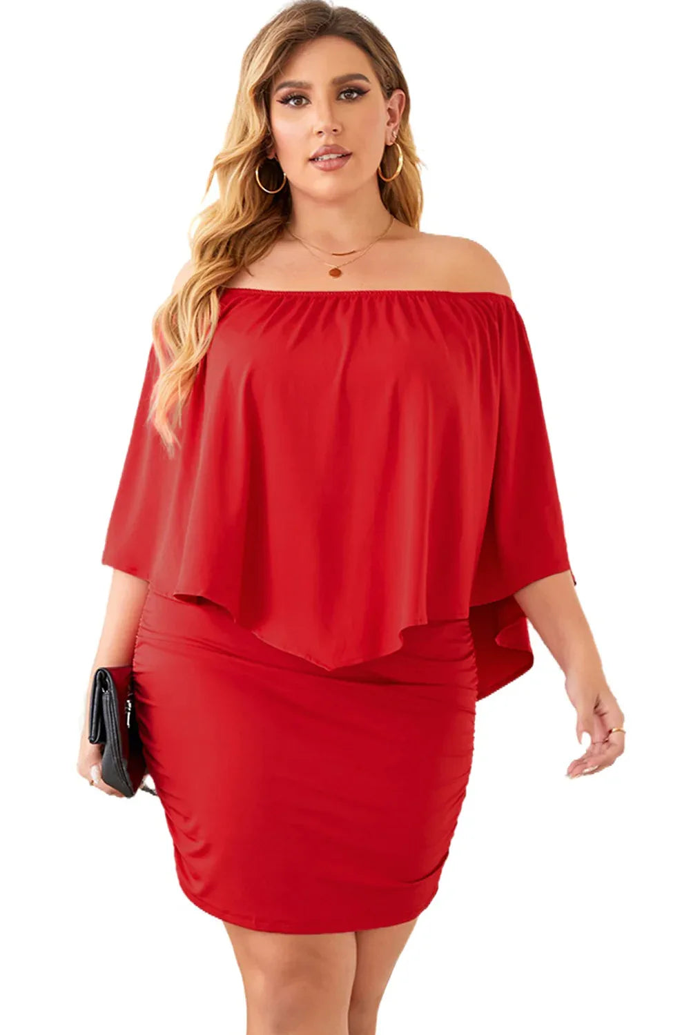 Plus size Dressing Layered Pink Mini Poncho Dress - Windgat