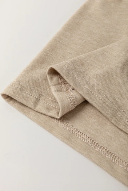 Parchment Solid Color Ruched Puff Sleeve T Shirt - Windgat