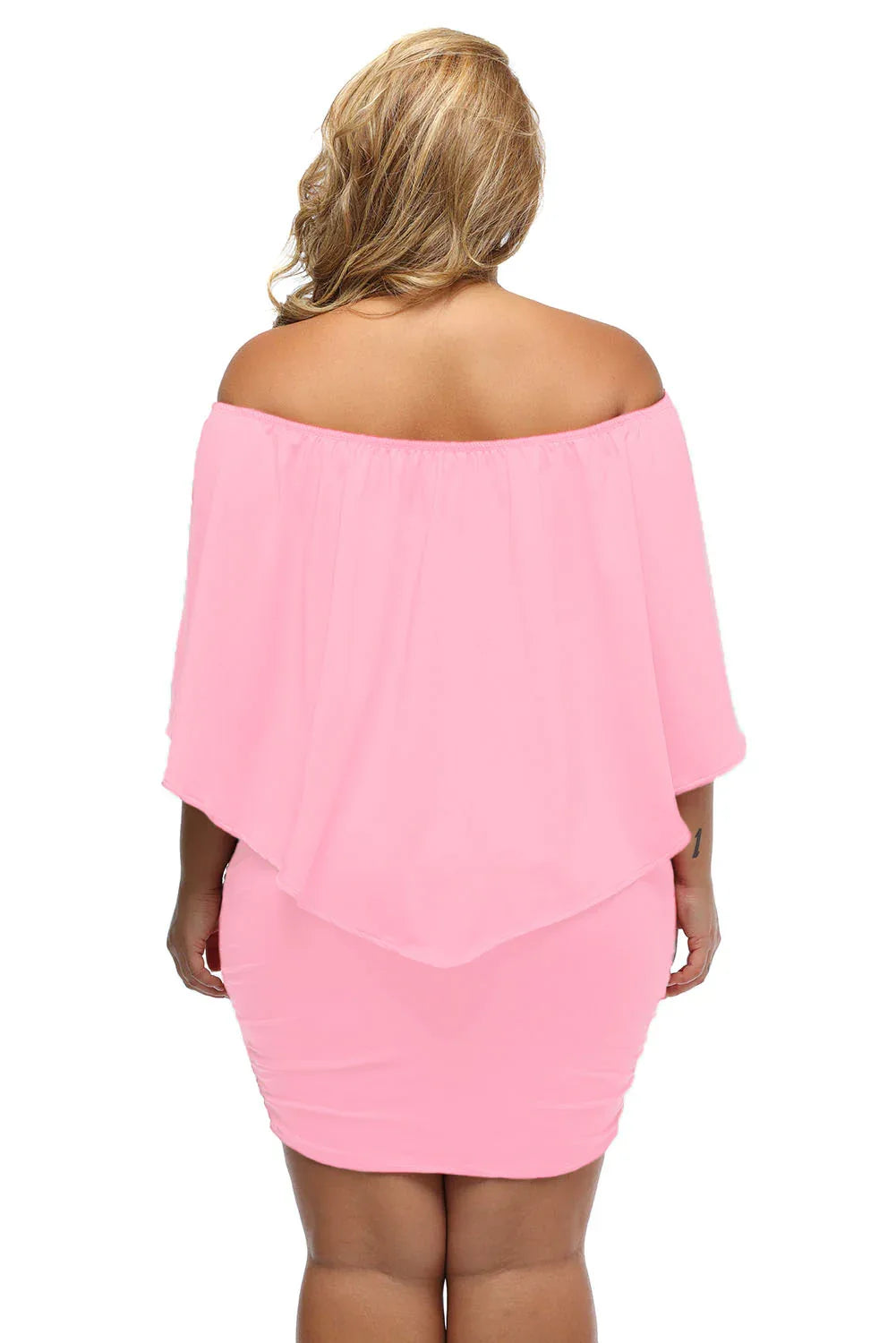 Plus size Dressing Layered Pink Mini Poncho Dress - Windgat