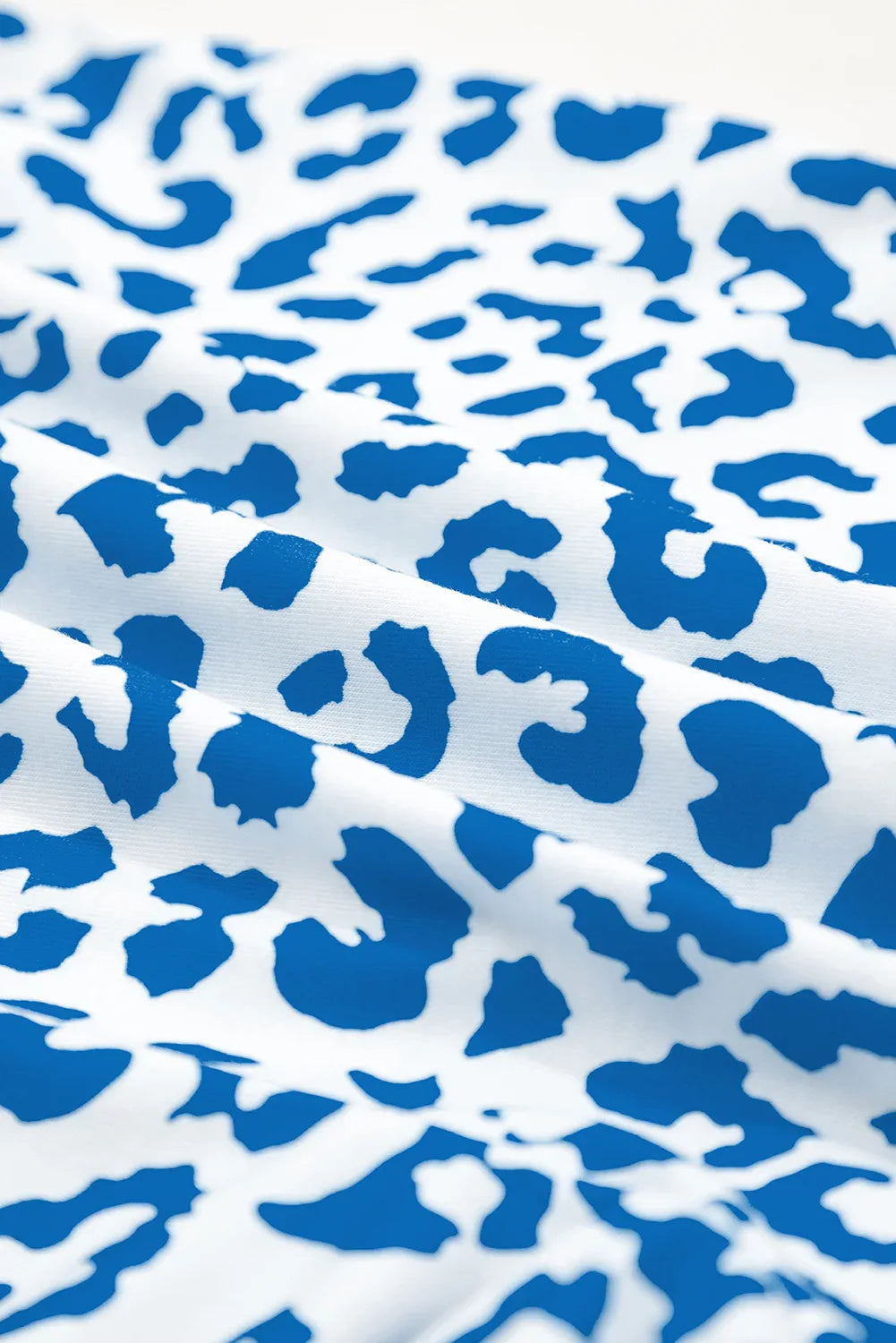 Blue Leopard Elastic Waistband Lace up Contrast Trim Casual Shorts - Windgat