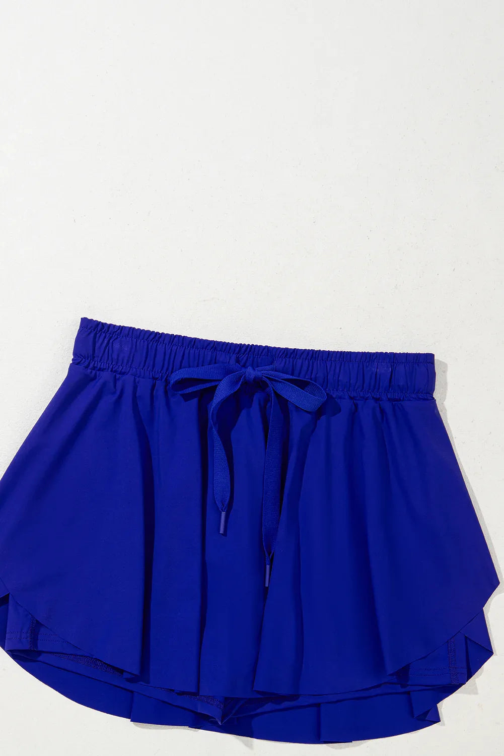 Sky Blue Drawstring Elastic Waistband Lined Tennis Skorts - Windgat