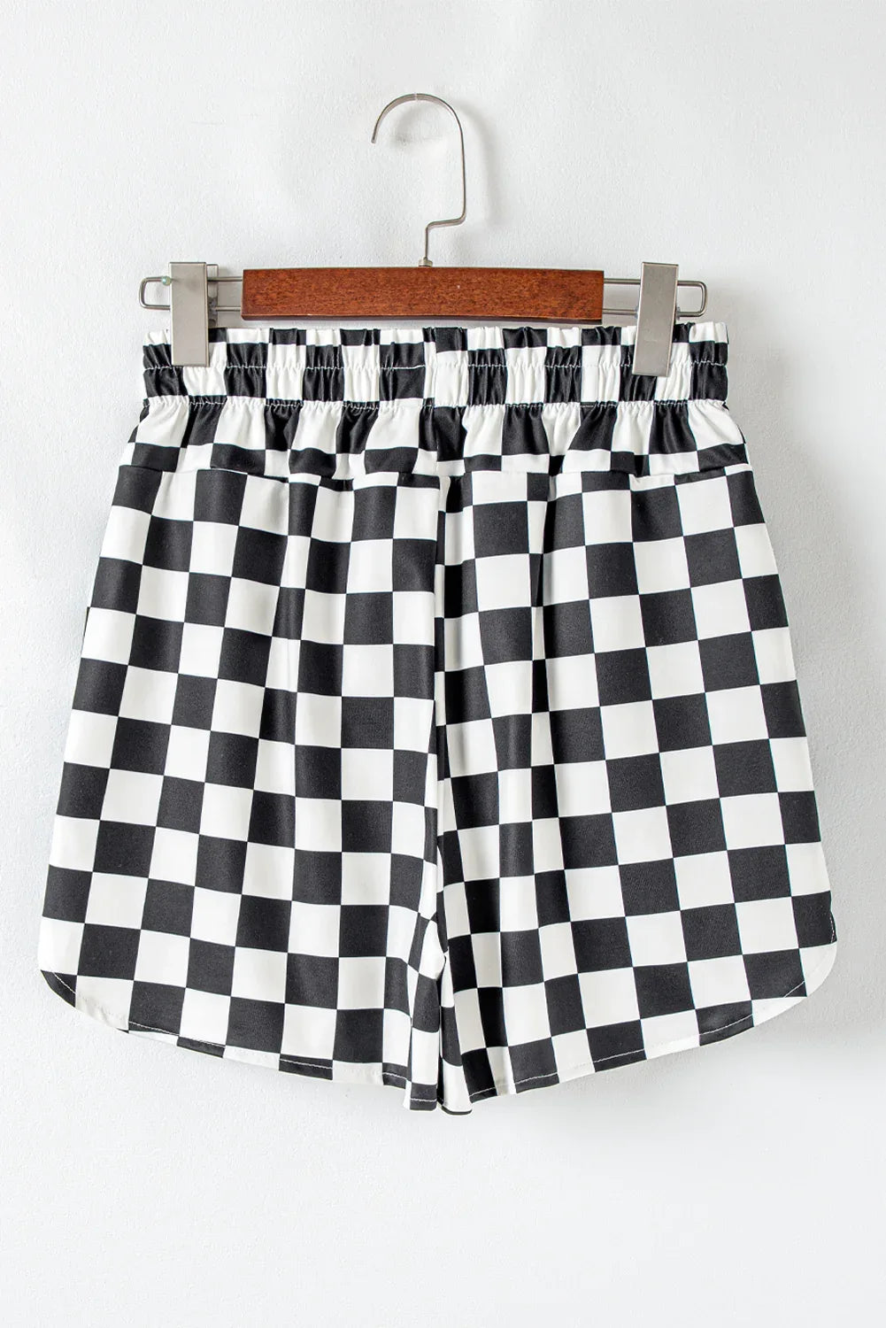 Rose Checkered Print High Waist Casual Shorts - Windgat