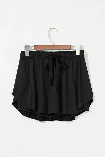 Sky Blue Drawstring Elastic Waistband Lined Tennis Skorts - Windgat