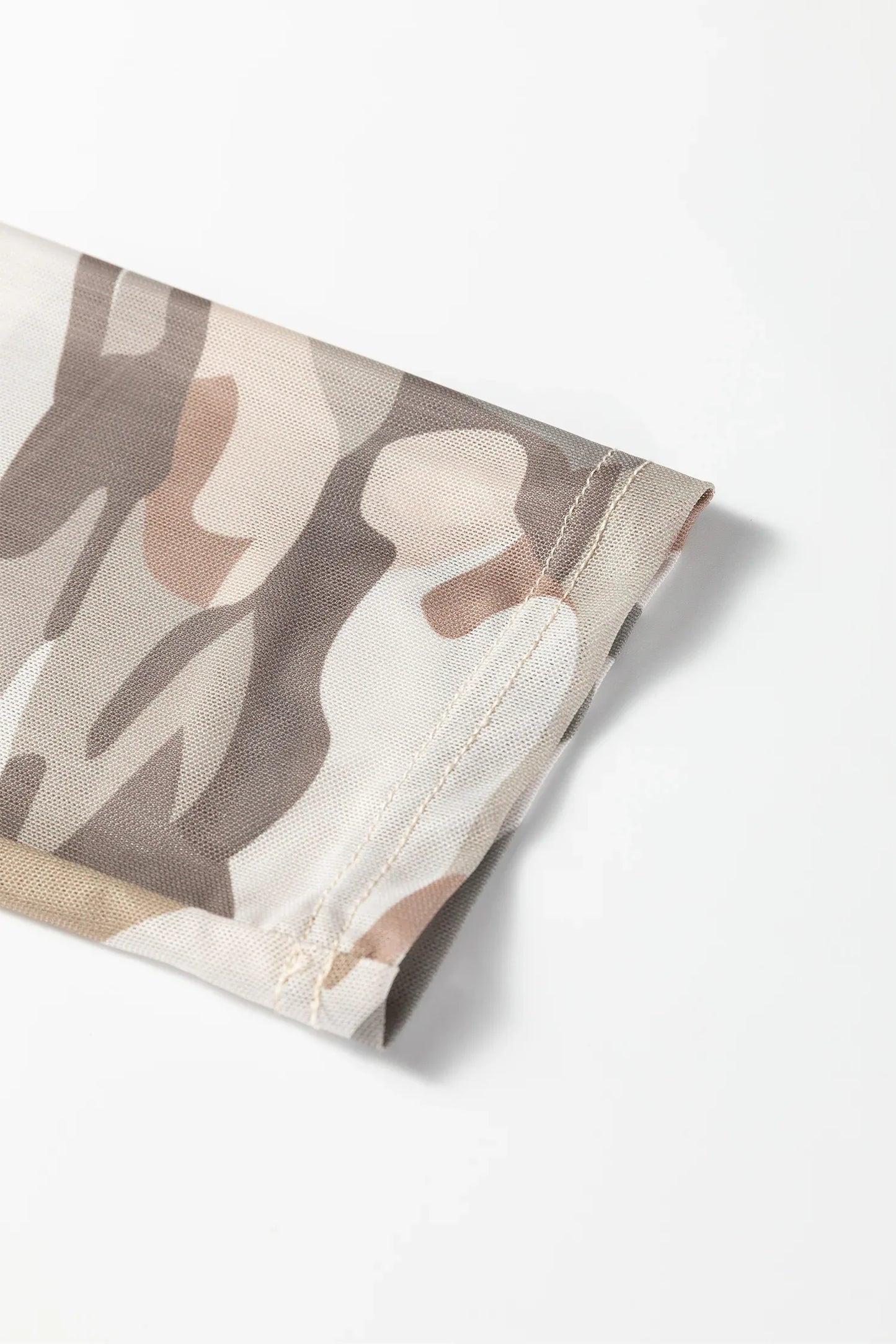 Green Plus Size Western Camo Print Mesh Long Sleeve Top - Windgat