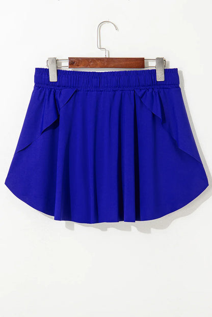 Sky Blue Drawstring Elastic Waistband Lined Tennis Skorts - Windgat
