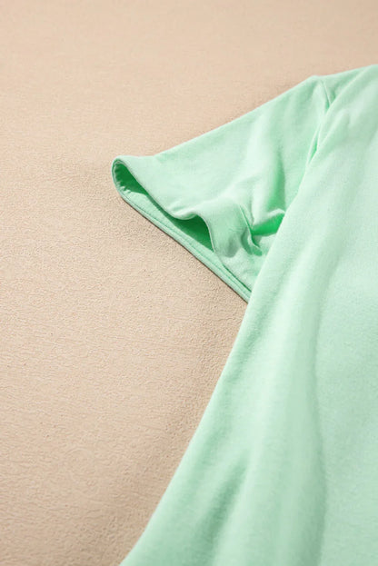 Iceland Blue Round Neck Rolled Sleeve Plus Size T-shirt - Windgat